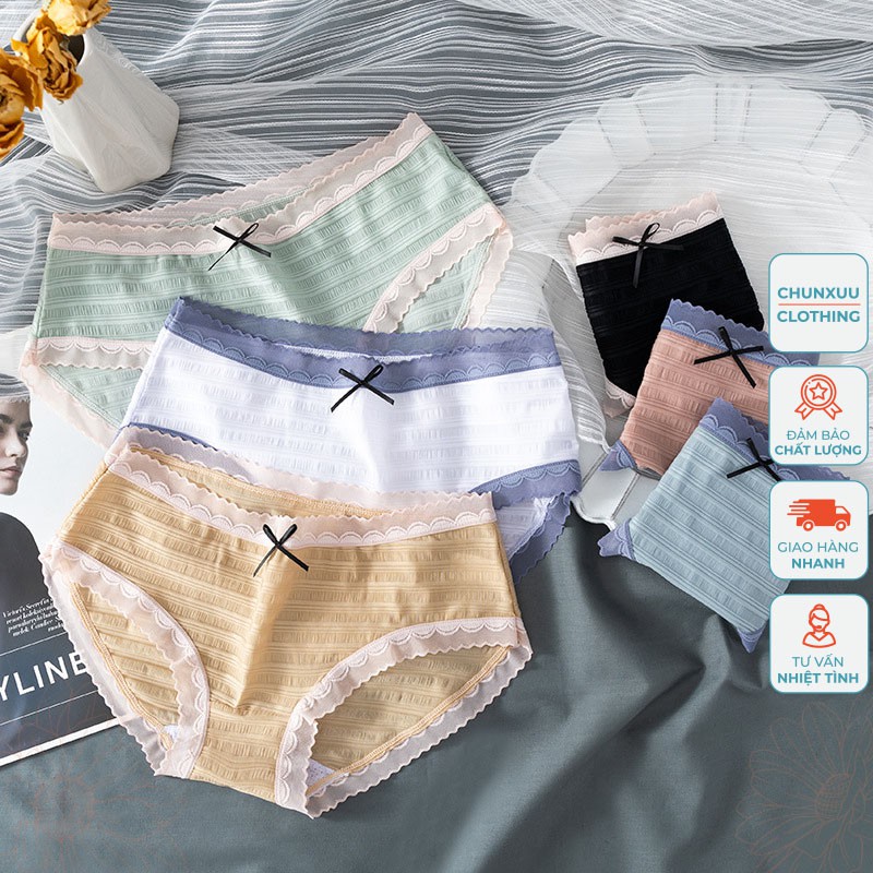 Quần lót nữ đúc su thun lạnh siêu mát kẻ tre co dãn Chunxuu, thoáng khí không hằn viền ren ngọt ngào nữ tính - QC34