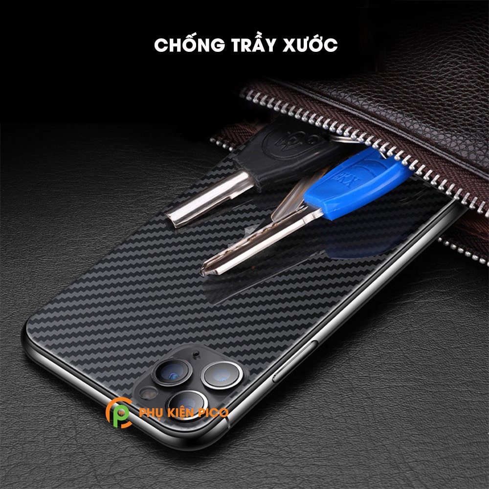 Dán lưng Iphone 13 Pro Max trong suốt nổi vân Carbon 3D tản nhiệt tốt chống bám vân tay cho Iphone 13 Pro Max