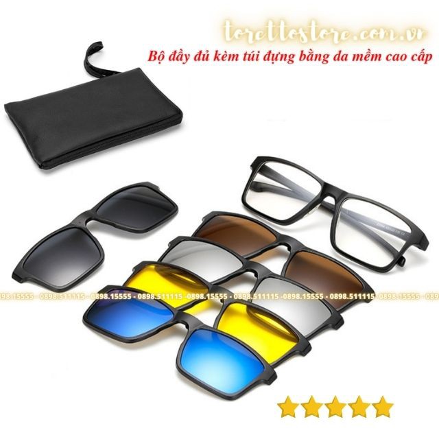 Bộ Kính Mắt Hàn Quốc 6 in 1, 5 in 1, Dễ Dàng Thay, Dùng Cho Cả Nam Và Nữ