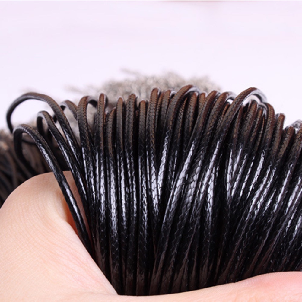 Vòng cổ bện dây da PU màu đen 2mm chất lượng