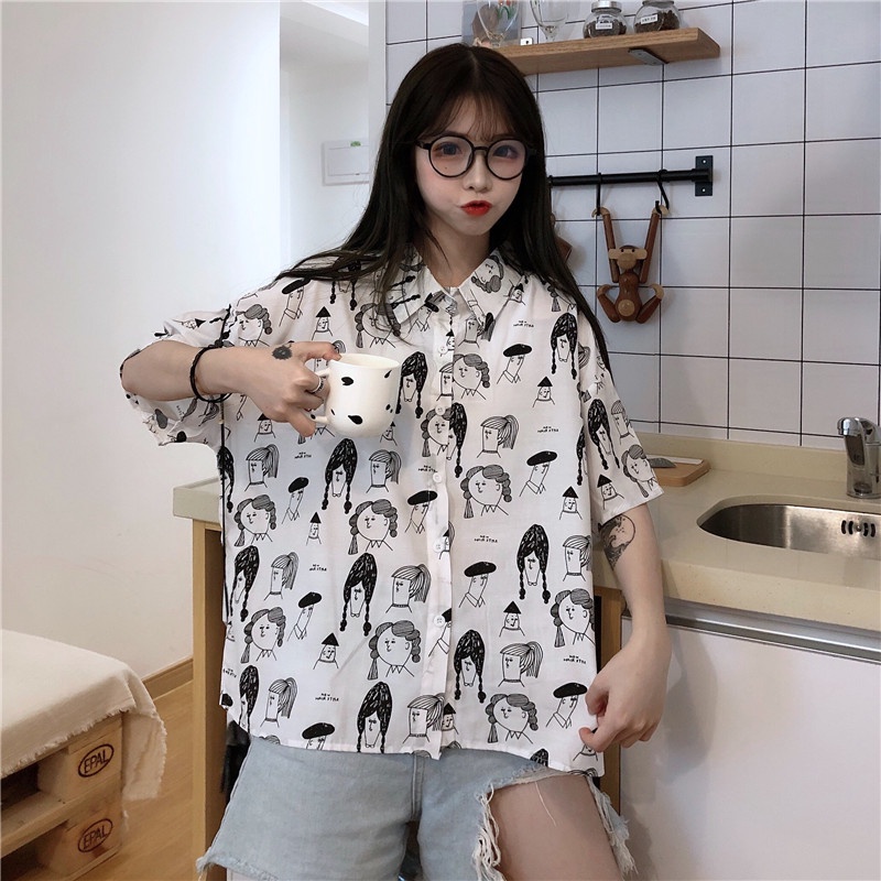 NRVP Áo Sơ Mi Dáng Rộng Thời Trang Hàn Quốc Cá Tính Cho Nữ