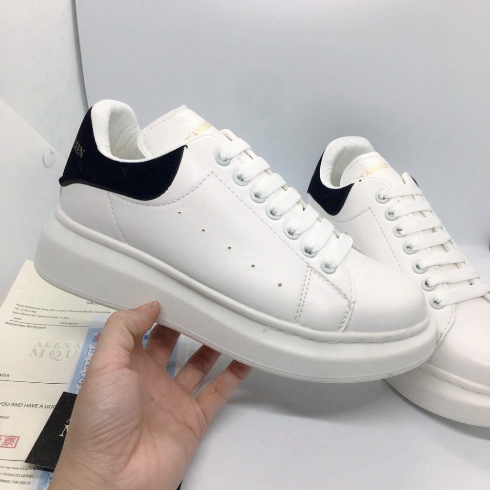 Giày thể thao nam nữ sneaker, giày MCQ da lộn độn đế 3cm màu trắng gót đen Hot Trend full bill box D1 FREESHIP | BigBuy360 - bigbuy360.vn