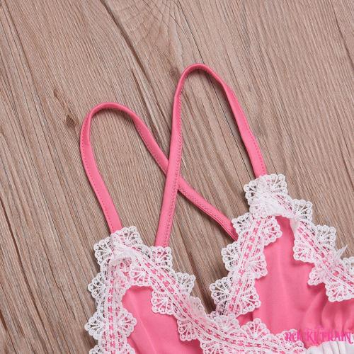 Bộ đồ liền thân 2 dây hở lưng họa tiết dưa hấu dành cho bé gái