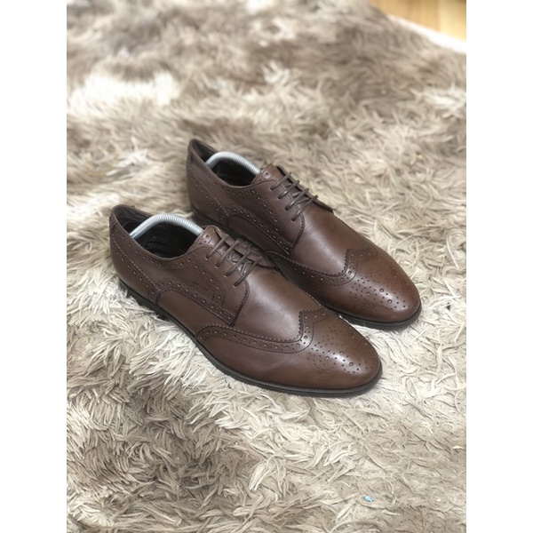 [TonaShoe] [Giày 2hand] [Size 42] Giày Wingtips Full Broughe Màu Đỏ Mận Đế Mềm