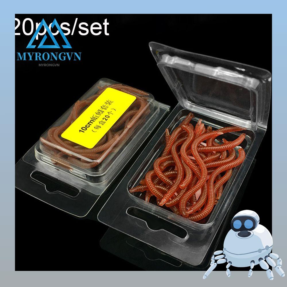 Bộ 20 Mồi Giun Giả Câu Cá Màu Đỏ Mềm Mại