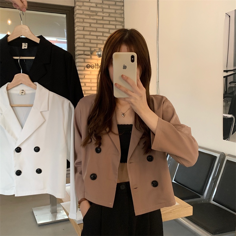 SUXI Áo Khoác Blazer Nữ Dài Tay Cài Nút Thời Trang Hàn Quốc Mới