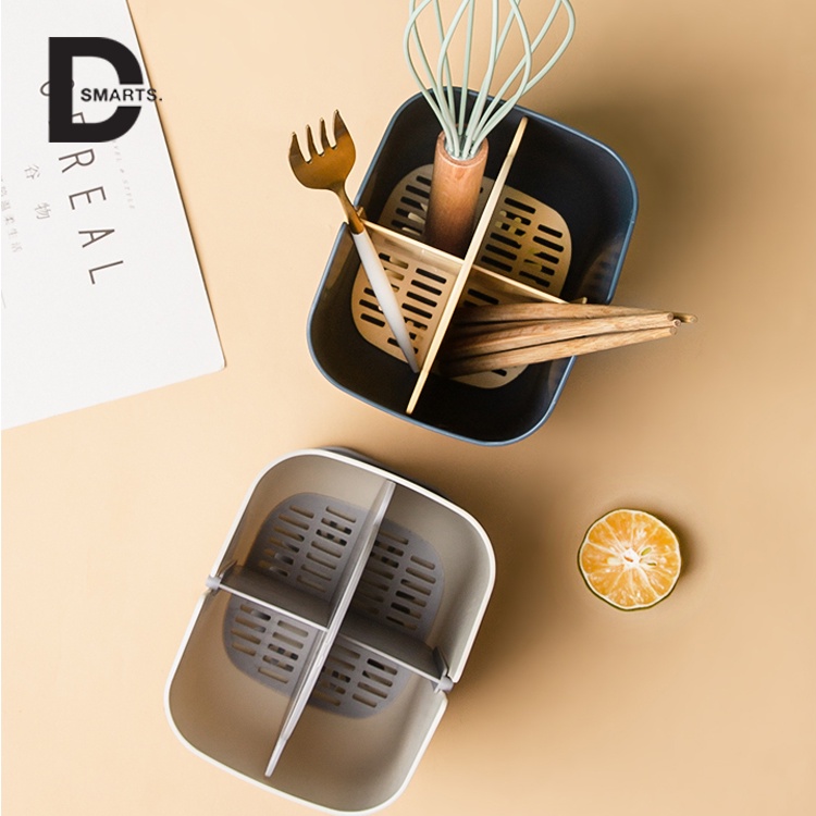 Hộp đựng đũa muỗng 4 ngăn cao cấp Khay đựng thìa đũa chống ẩm ướt