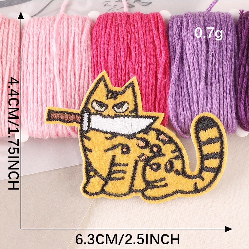 Sticker Ủi Thêu Hình Mèo Hoạt Hình Dễ Thương