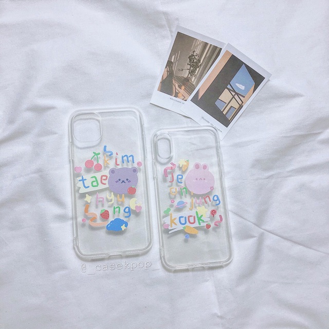 Ốp lưng silicon trong iPhone thiết kế custom tên Taehyung và Jungkook