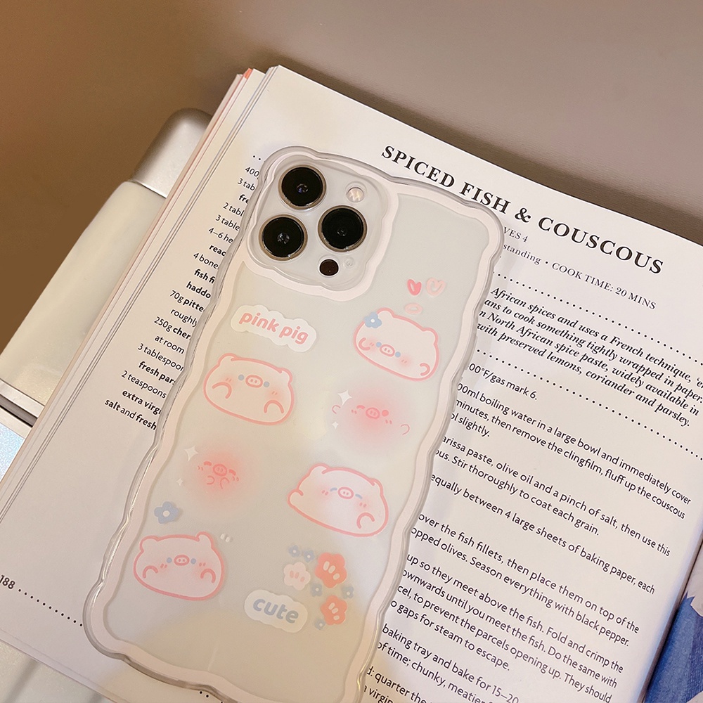 Ốp lưng iphone trong lượn sóng Pink Pig 6/6s/6plus/6splus/7/7plus/8/8plus/xs/11/12/13/14/pro/max/plus/promax TLS25