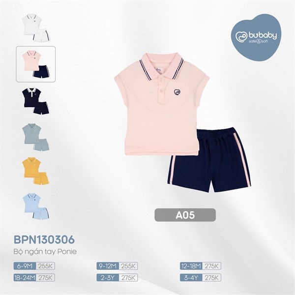 Bộ Bu Baby Polo Ngắn Tay Ponie Bé Trai, Bé Gái Đủ Màu Bu Baby Bình Dương