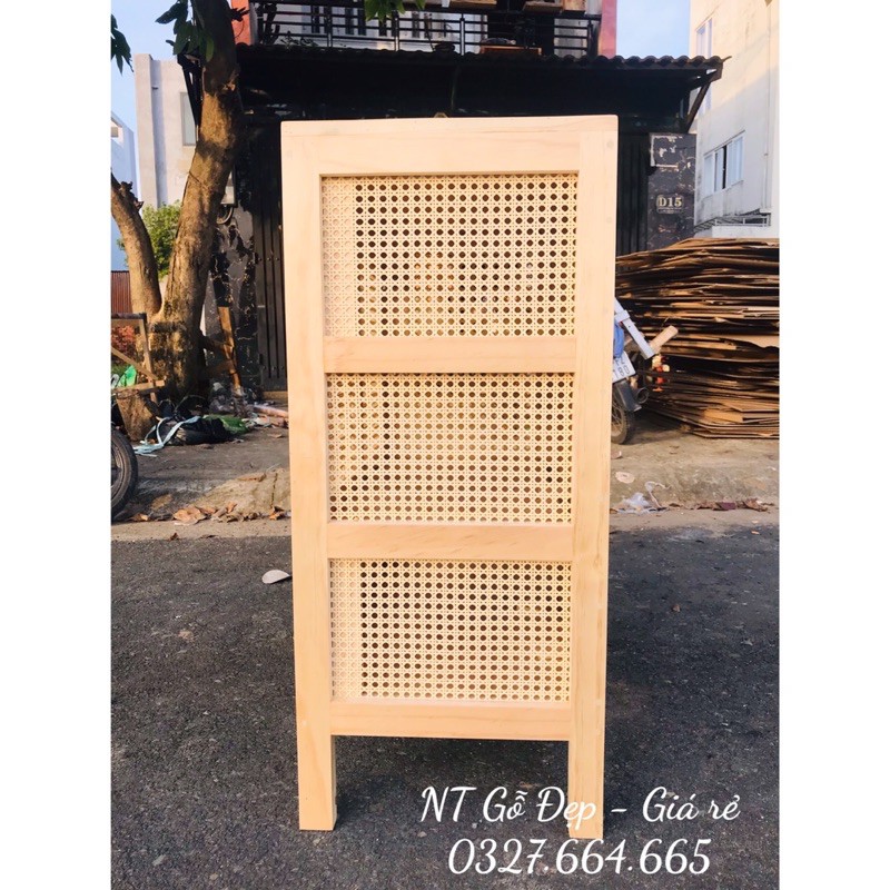 CABINET - TỦ GỖ THÔNG PHỐI MÂY MẮT CÁO VINTAGE