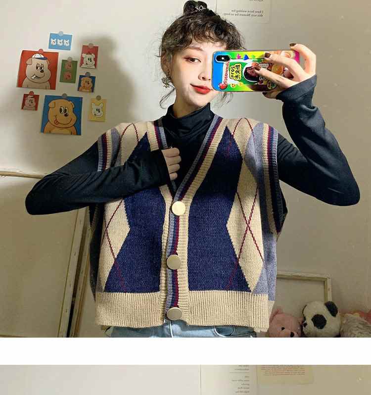 Áo khoác len không tay cổ chữ V phong cách Hàn Quốc | BigBuy360 - bigbuy360.vn