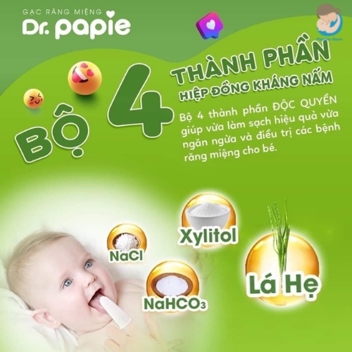 Gạc rơ lưỡi Dr Papie chính hãng, hộp 30 gói