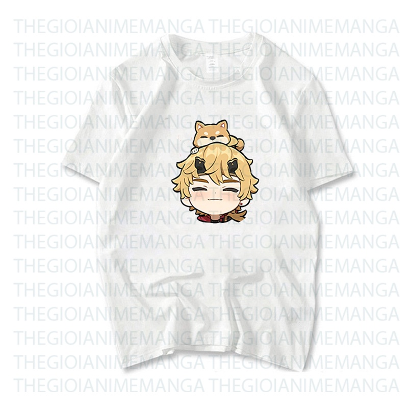 Áo thun phông trắng in hình NHÂN VẬT GENSHIN IMPACT game chibi anime M5 thời trang cá tính vải đẹp loại2