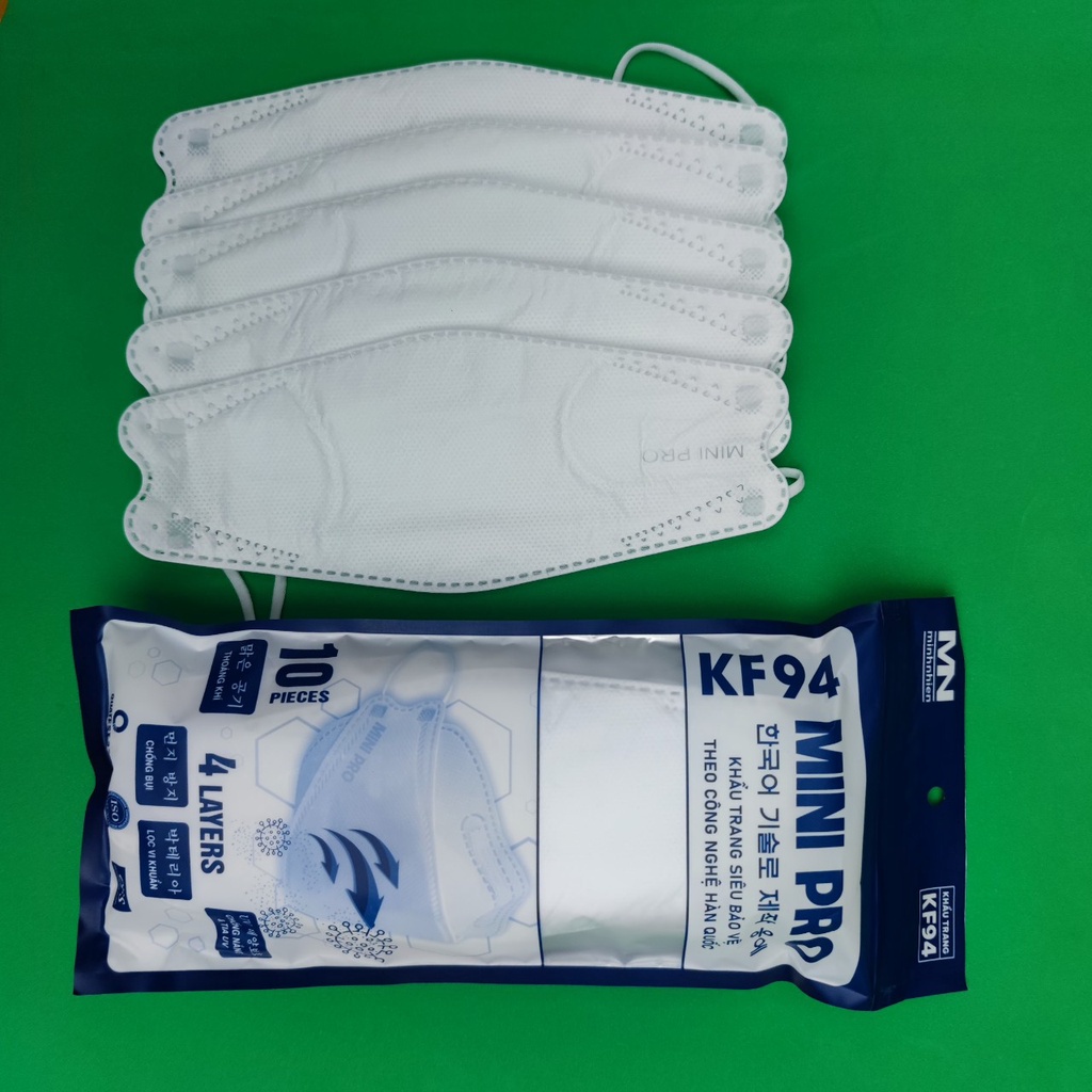 Khẩu trang KF94 MINIPRO cao cấp, gói 10 chiếc, thiết kế 4D ôm sát, chống bụi mịn PM2.5