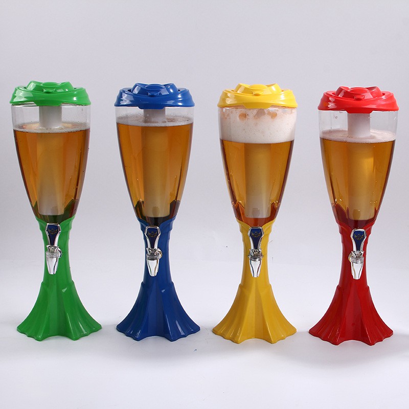 Tháp Bia  3 Lít Hình Ly Có Đèn Led Nhiều Màu Nhựa Cao Cấp An Toàn Bền Đẹp