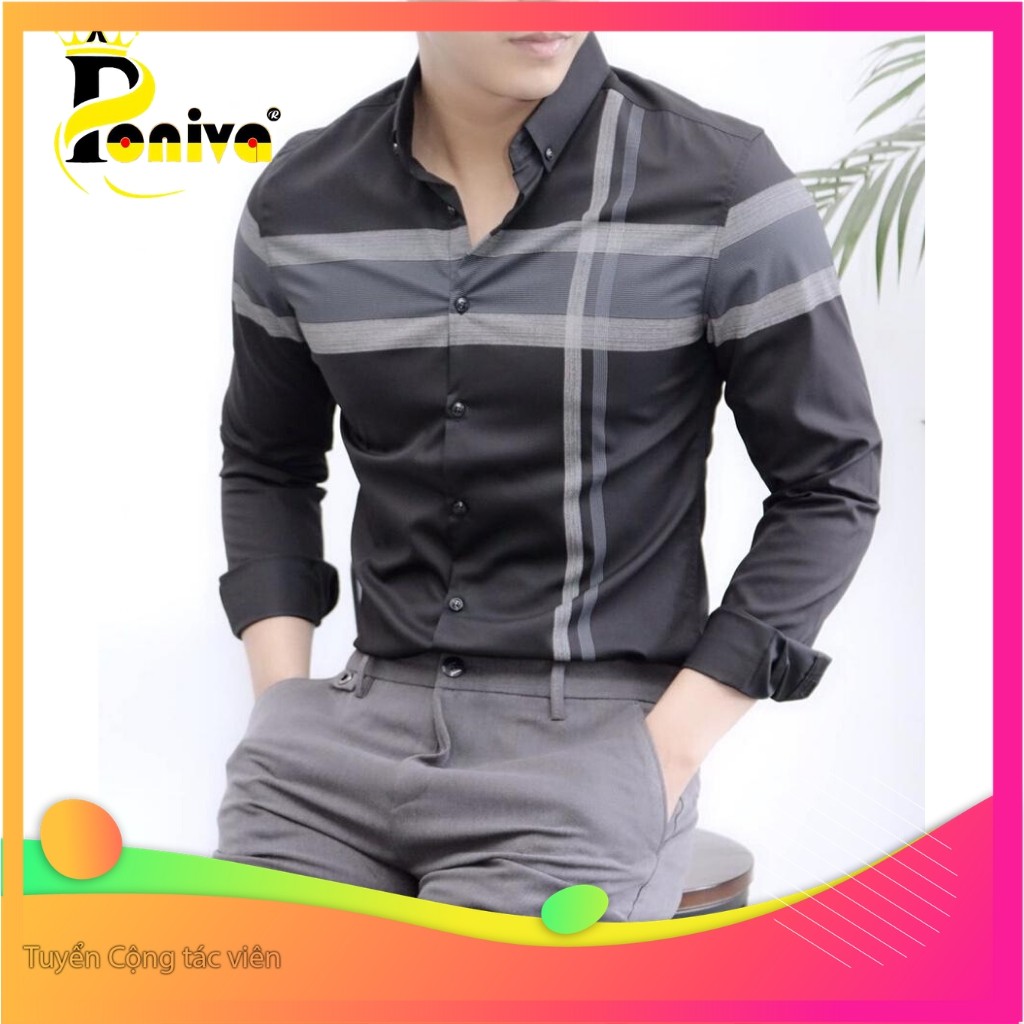 Áo sơ mi nam dài tay kẻ hai sọc