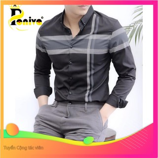 Áo sơ mi nam dài tay kẻ hai sọc