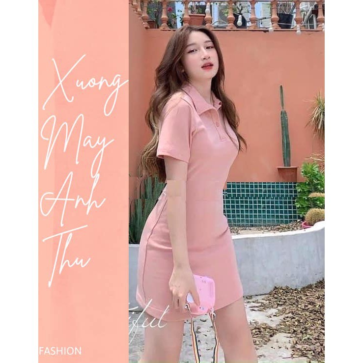 Đầm polo trơn 3 màu pastel nữ [FREESHIP] Váy ngắn tay có cổ kiểu dáng thể thao năng động, trẻ trung SIÊU ĐẸP ་