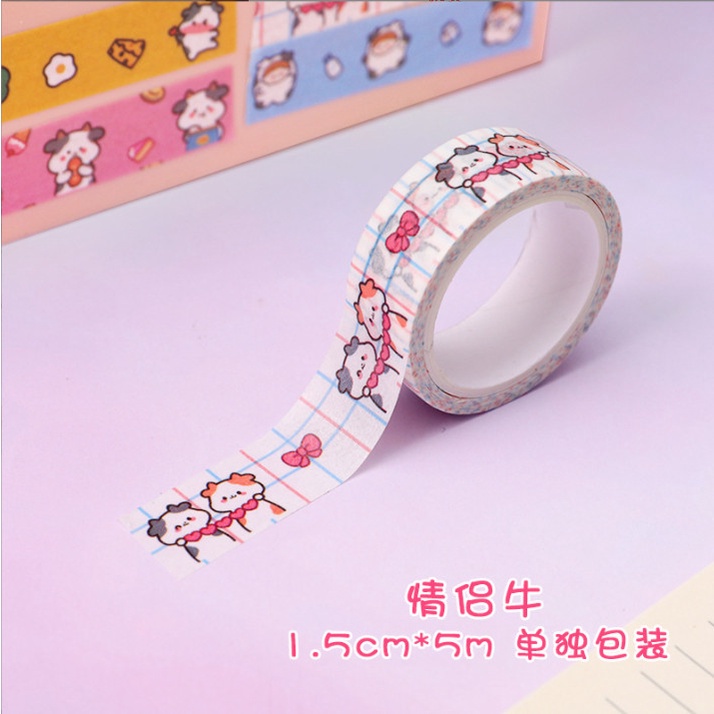 Băng dính dài 1m họa tiết bò sữa trang trí siêu cute BAG U BANGDINHBO065