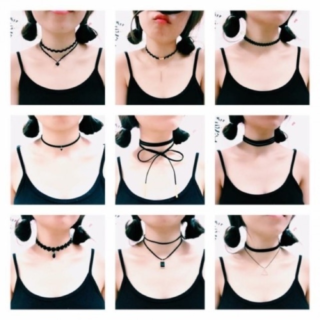 Bộ 12 vòng cổ choker điệu đà.