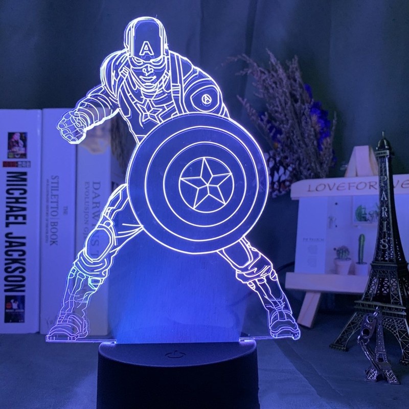Đèn Ngủ LED 3D 7 Màu Hình Siêu Anh Hùng Marvel