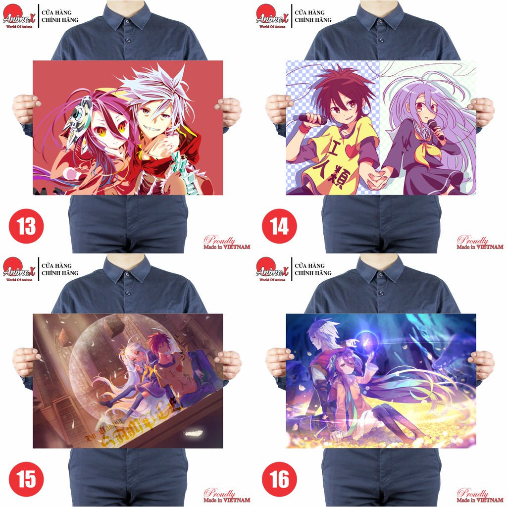 Tấm Poster Áp Phích A3 Anime No Game No Life - Huyền Thoại Game Thủ - Poster Dán Tường, Dán Kính By AnimeX