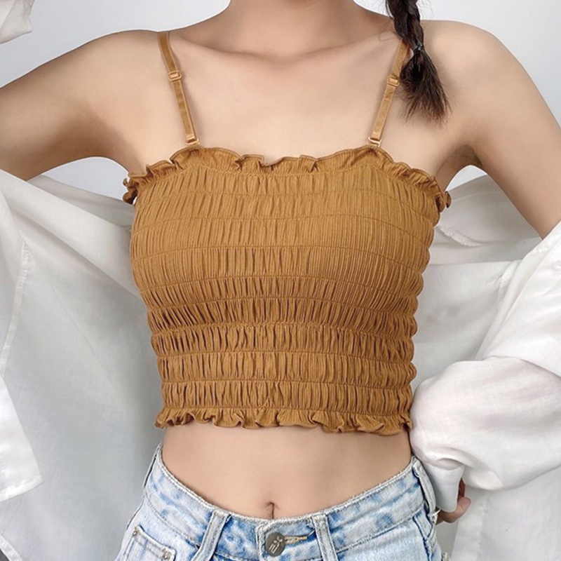 Áo Ngực Ống Nhún Bèo Thời Trang Đường Phố Quyến Rũ Cho Nữ