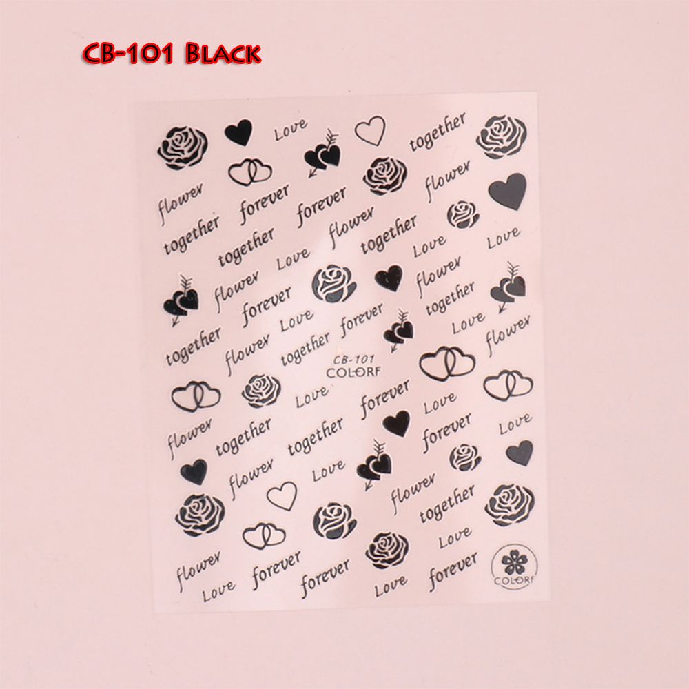 Miếng Dán Trang Trí Móng Tay Hình Chữ Cái 3D DIY Màu Đen