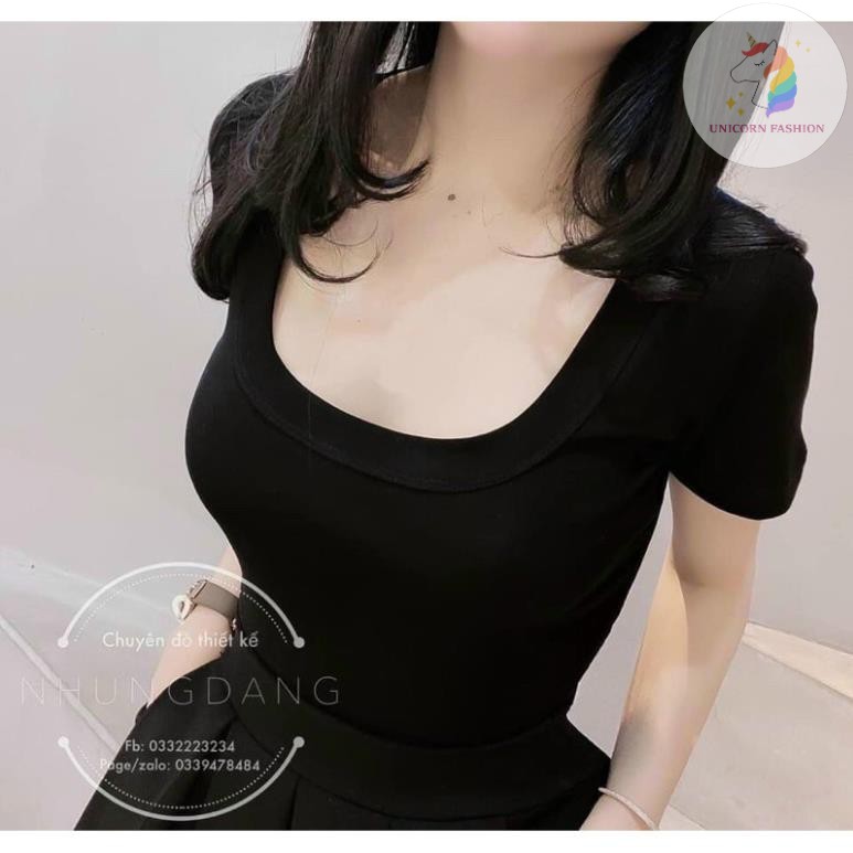 Áo Croptop Ôm Body Cổ Vuông U Viền To Tay Ngắn Đen Trắng Xám SHTAK02 Mys Aloha Kill System | BigBuy360 - bigbuy360.vn
