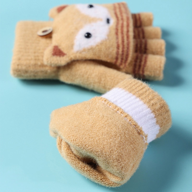 Găng Tay Hở Ngón Giữ Ấm Dễ Thương Cho Bé