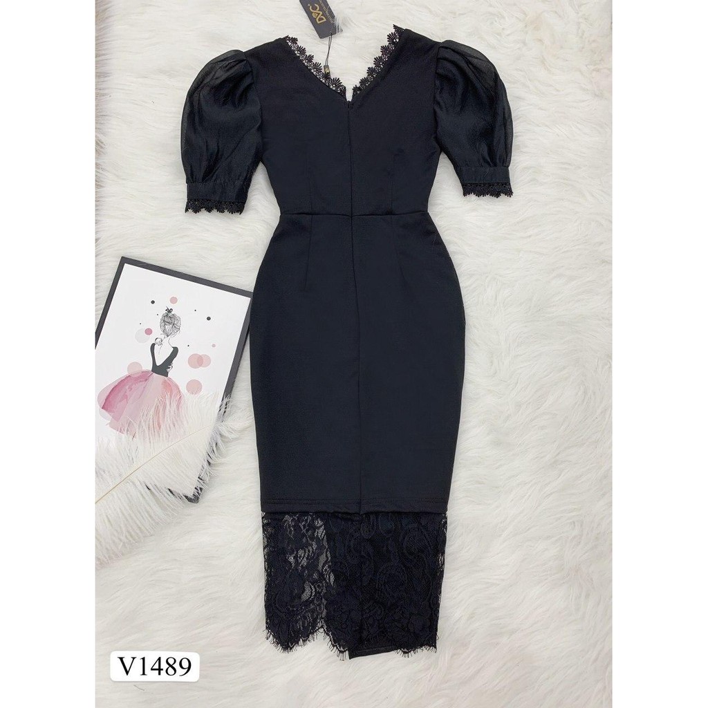 [Nhập WAMAR931 giảm ngay 15k]Đầm đen dáng ôm body kèm cài ngực V1489_Zin Boutique [Kèm ảnh thật] | BigBuy360 - bigbuy360.vn