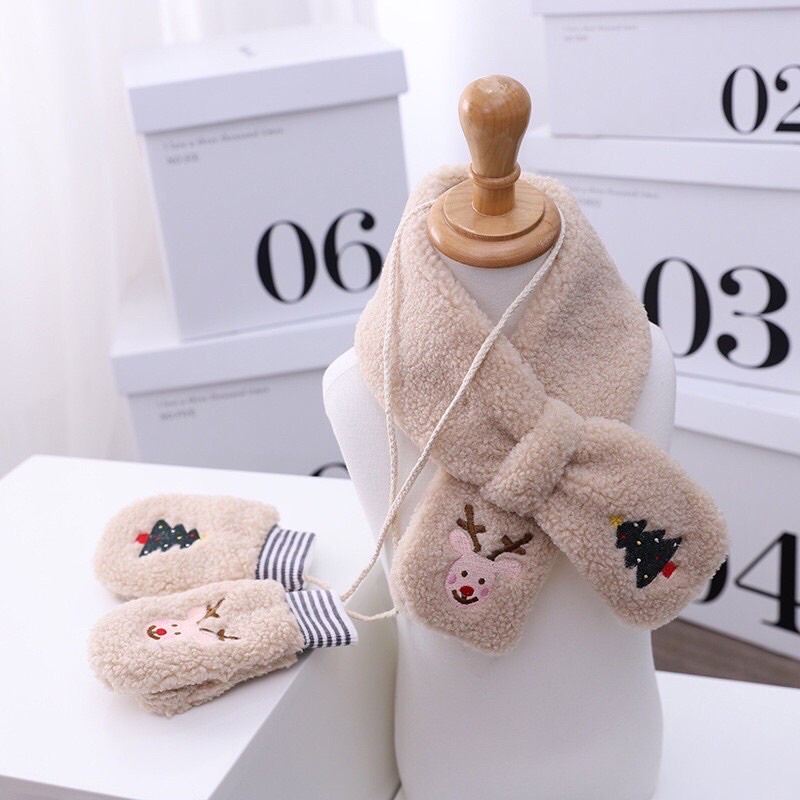 Set khăn quàng cổ và găng tay len dành cho bé trai bé gái mùa đông ấm áp mã T21