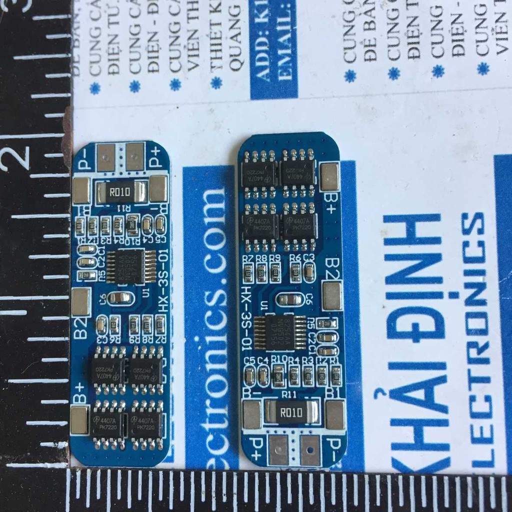 module SẠC, bảo vệ quá tải pin 18650 3 viên 11.1V-12.6V 10A PCB xanh dương kde3125