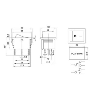 Công tắc KCD4 6 chân (16A/250V)