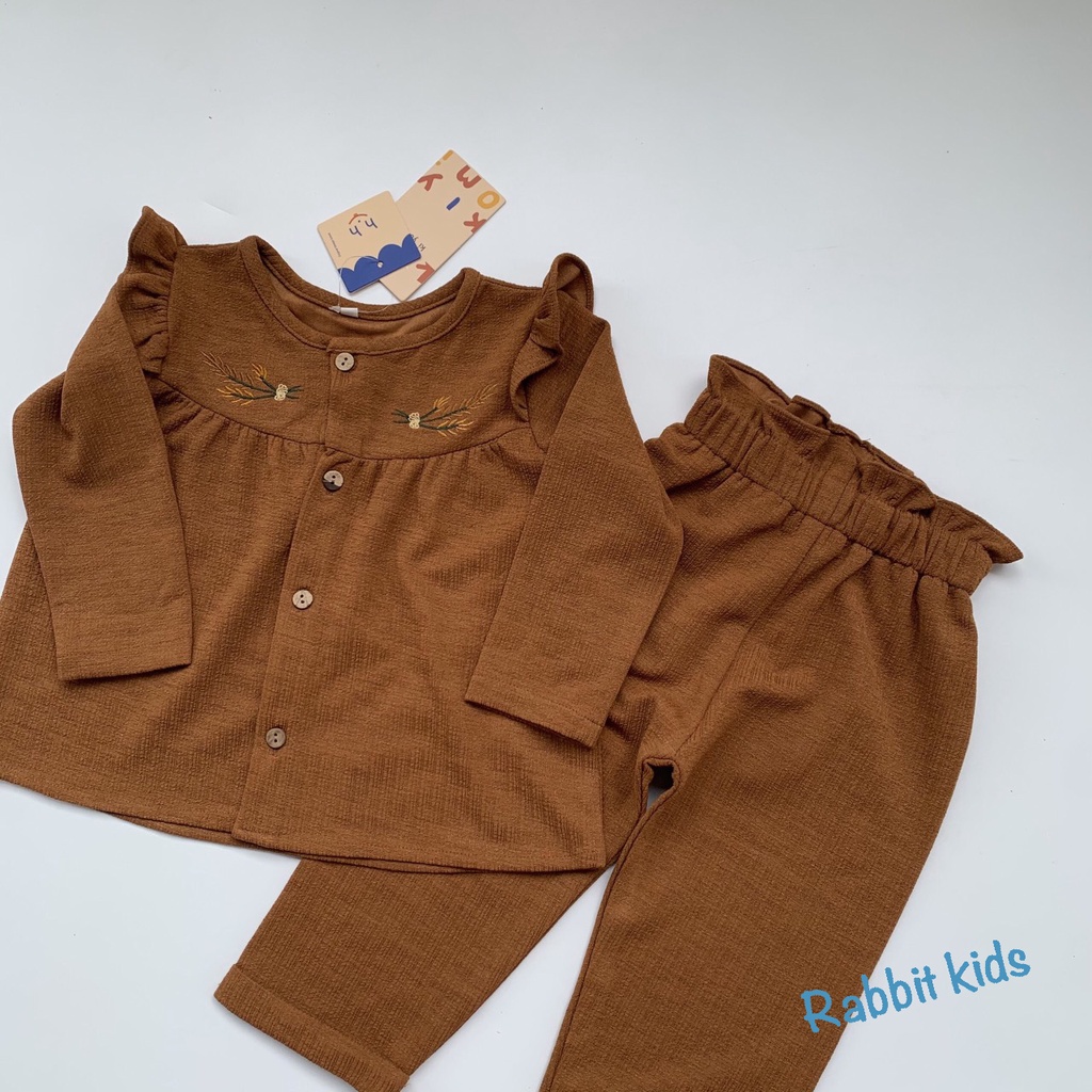 Bộ Dài Tay Cho Bé Gái 1-5 Tuổi Thiết Kế Cao Cấp💝FREESHIP💝Rabbit Kids- Quần Áo Thu Đông Trẻ Em 10-20kg Nâu Tây