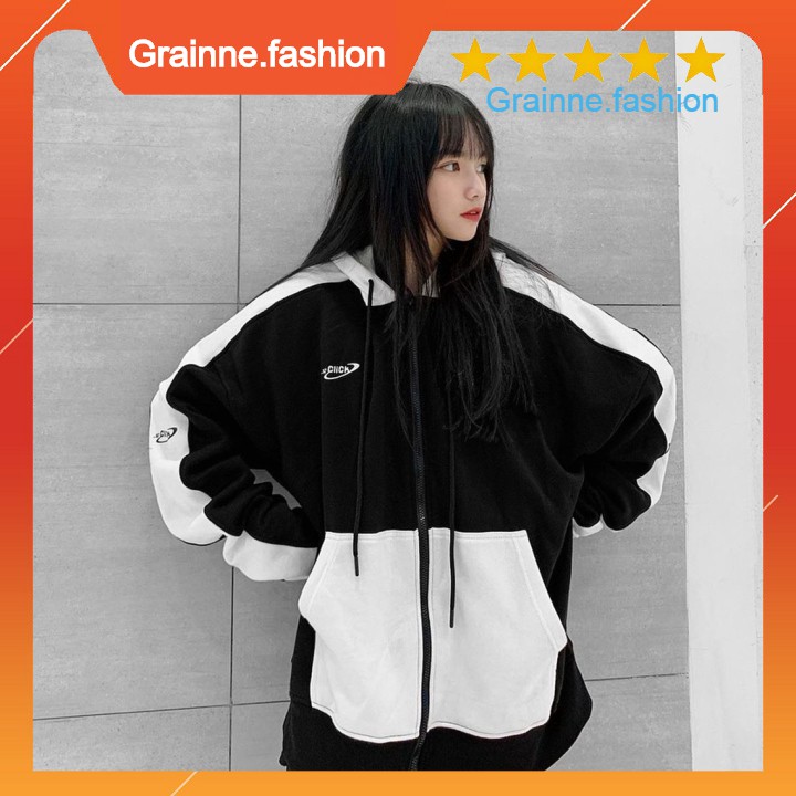 HOODIE ZIP CLICK CLUB PHỐI ĐEN TRẮNG - ÁO KHOÁC NỈ RAGLAN BẢNG CHỮ CÁI 👗
