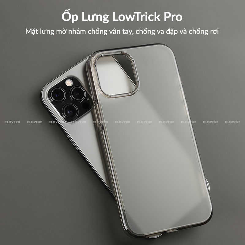 Ốp Lưng Trong Mờ LowTrick Pro Chống Sốc Chống Rơi Mặt Lưng Nhám Không Bám Vân Tay Viền Bảo Vệ Camera Màn Hình 14 Pro Max