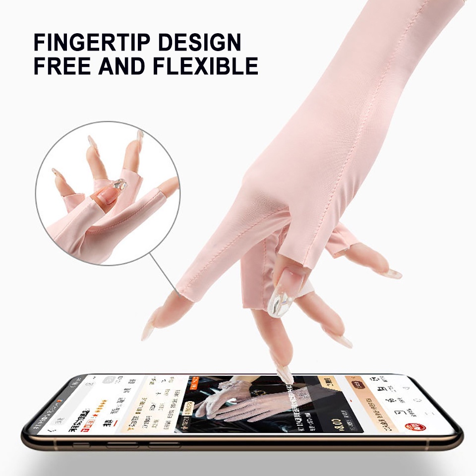 Găng tay thể thao hở ngón chống tia UV siêu nhẹ thông thoáng cho nữ