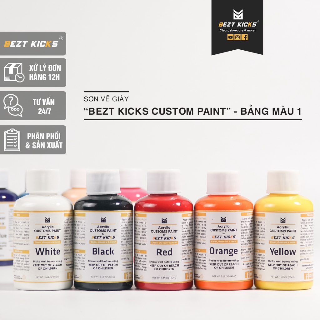 Sơn vẽ giày Bezt Kicks Custom Paint 50ml - Bảng màu 1.