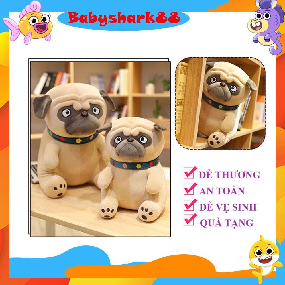 Gấu Bông Chó Pug Mặt Xệ Chất Liệu Vải Miniso, Bông Silic Cao Cấp, Ngộ Nghĩnh, Cực Kì Đáng Yêu