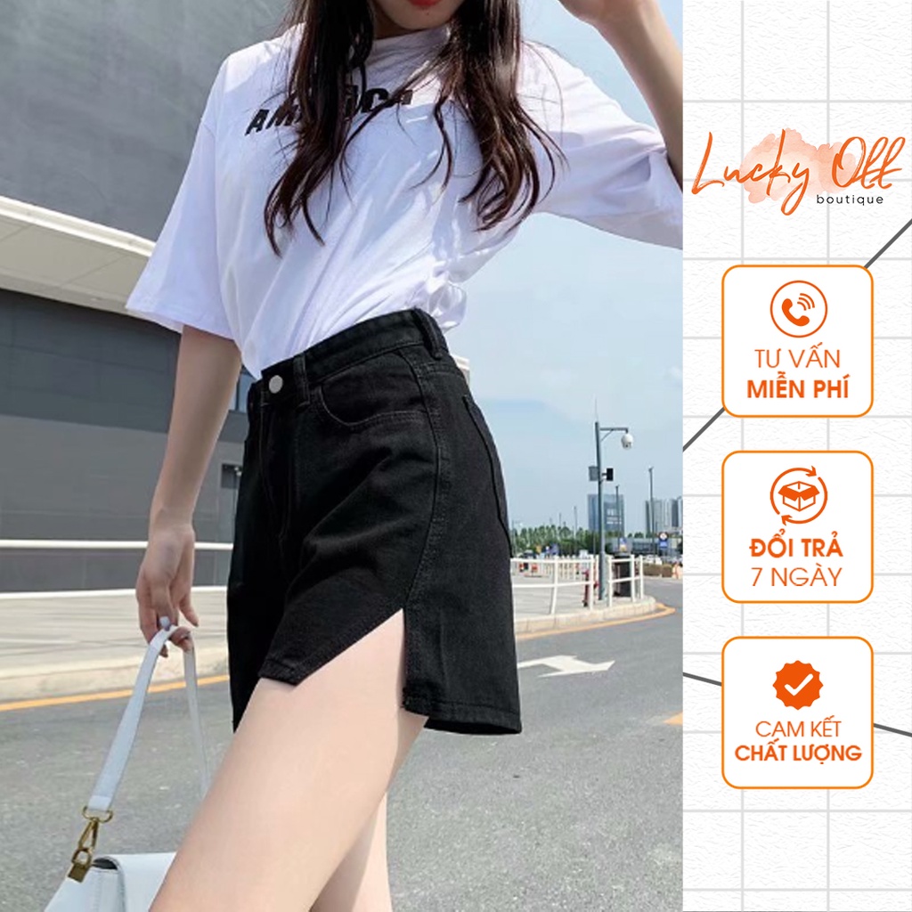 Quần short jean lưng cao xẻ gấu năng động trẻ trung - LK028