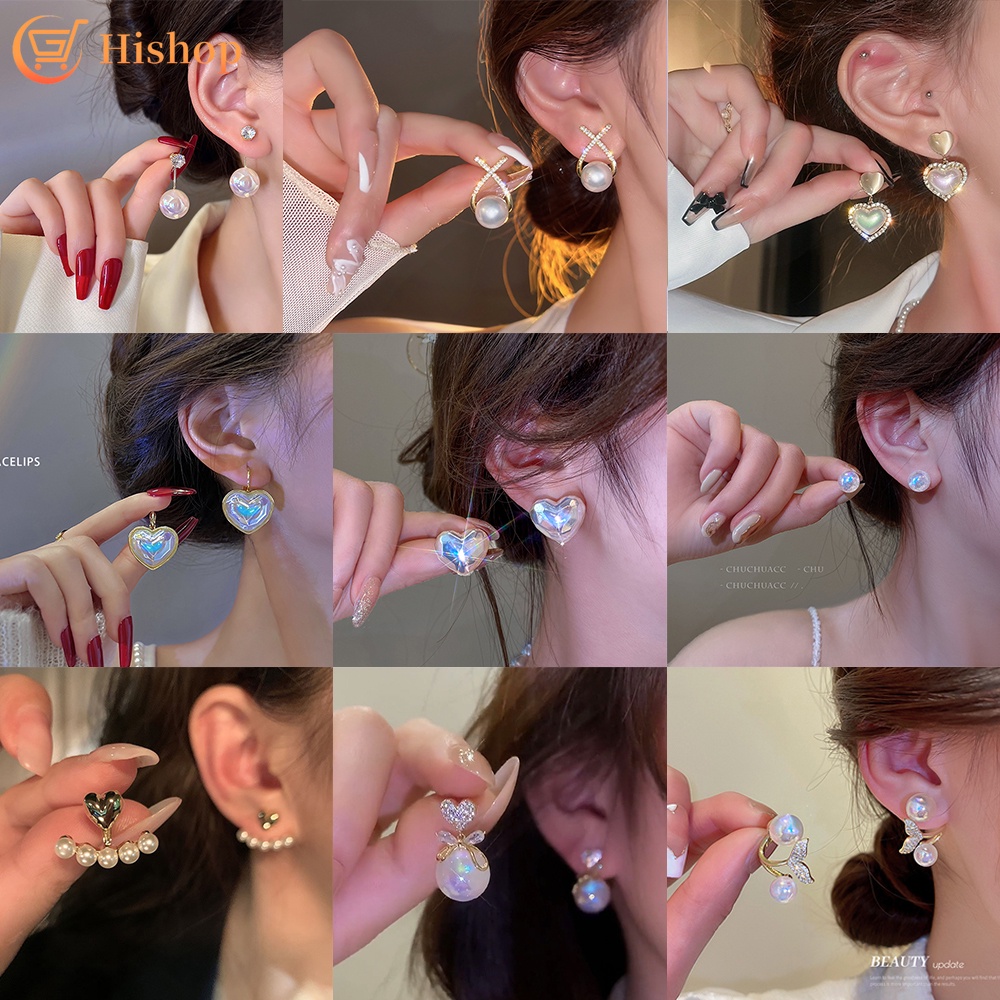 Đôi Khuyên Tai Đính Đá Và Ngọc Trai Thời Trang Cho Nữ