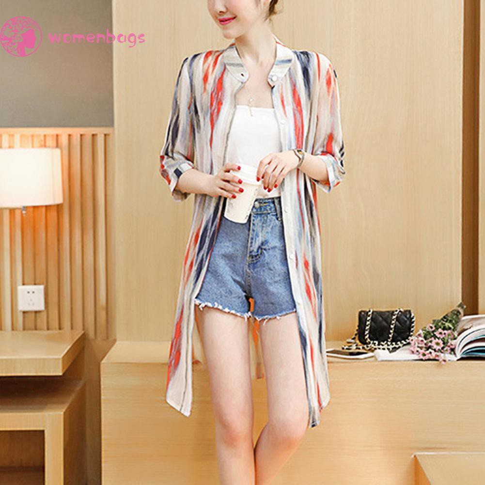 Áo Khoác Cardigan Dáng Dài Hoạ Tiết Hoa Thời Trang Mùa Hè Cho Nữ