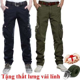 [Tiết kiệm 20k/mua lẻ] Combo 2 quần kaki nam túi hộp cực chất mùa hè + Tặng ngay thắt lưng vải lính