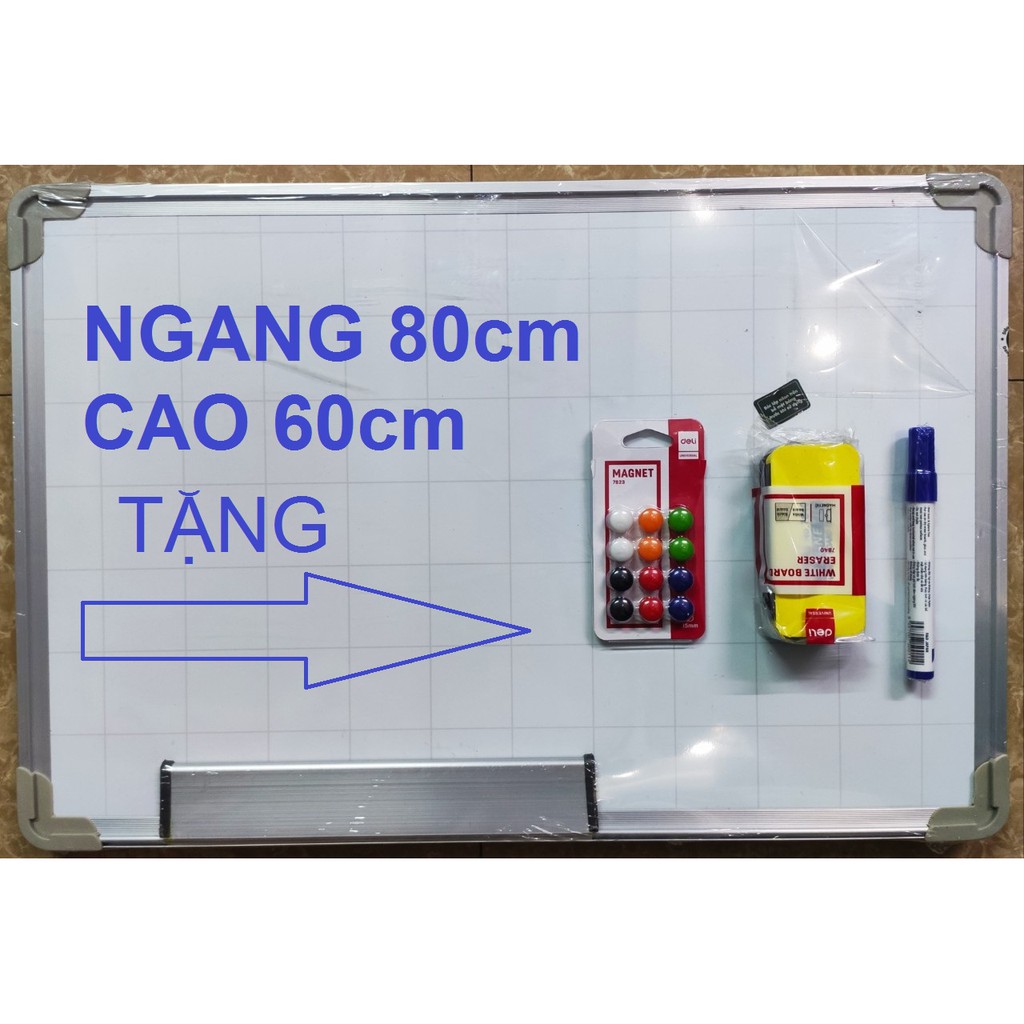 Bảng từ trắng hàn quốc 60 x 80cm kèm bút + nam châm + lau bảng