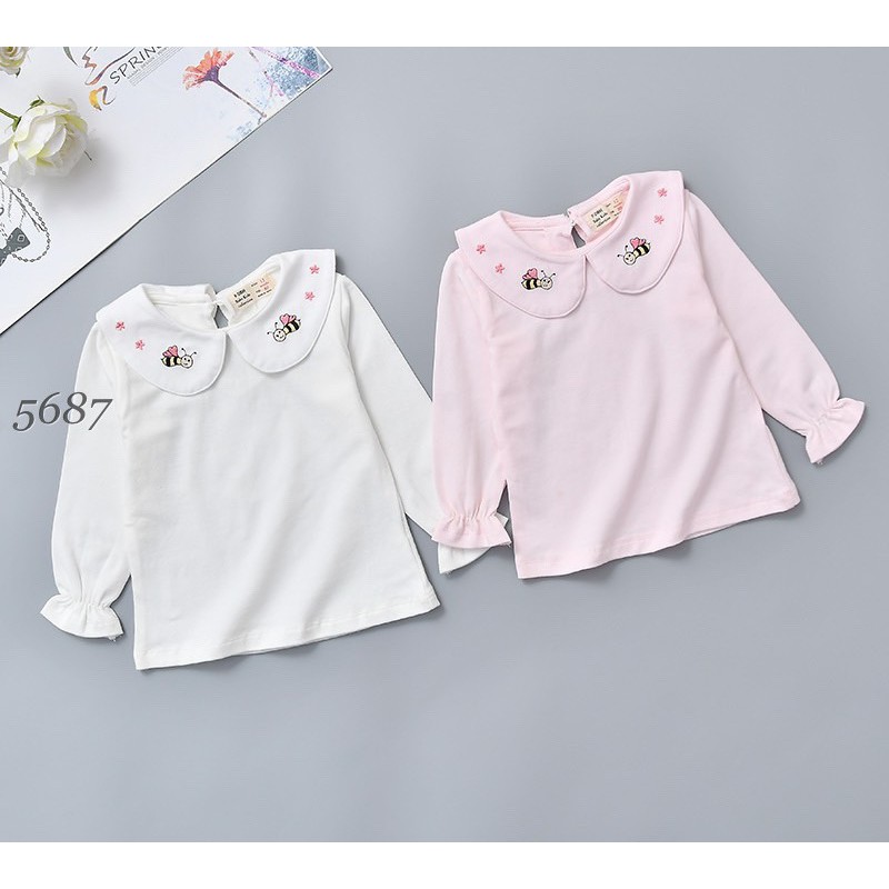 áo dài tay bé gái cổ bèo chất cotton nỉ  Ảnh thật Rio chụp, hàng có sẵn kèm video