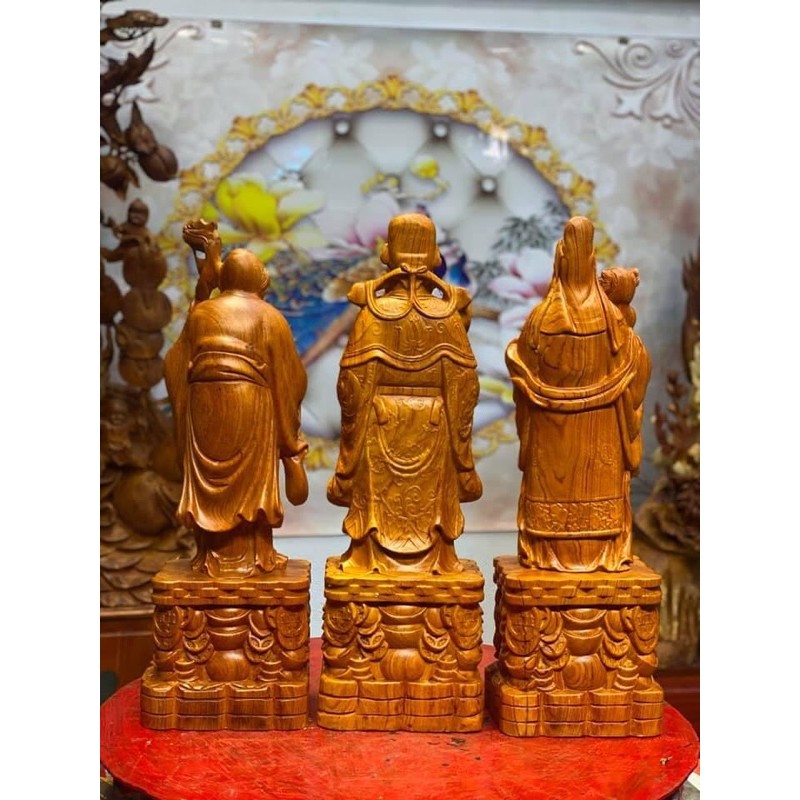 Bộ Tam Đa Phúc Lộc Thọ gỗ Hương đá dùng để trưng bày , trang trí phong thuỷ
