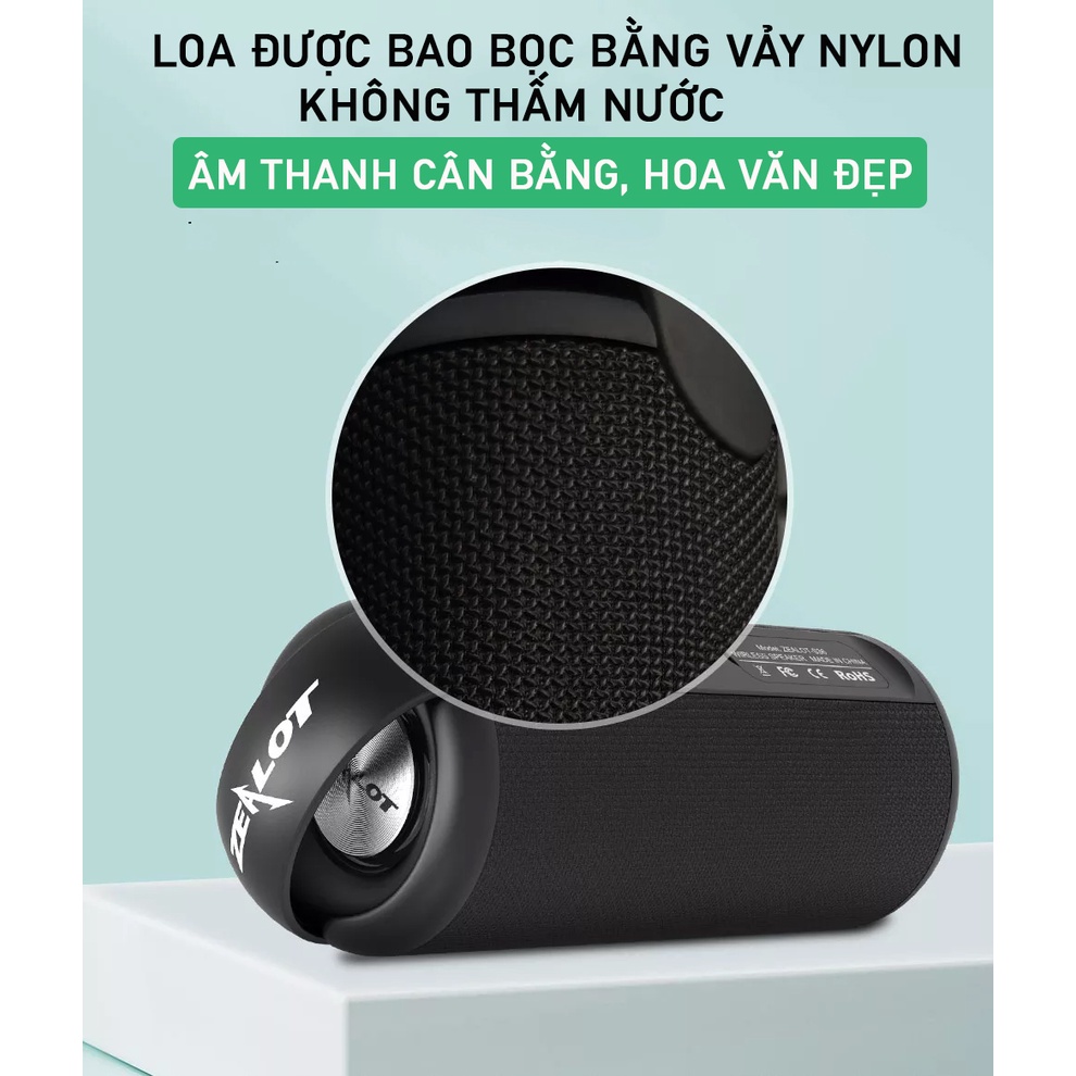Loa Bluetooth chống nước Zealot S36 Bass cực mạnh - hàng chính hãng - BH 12 tháng - Lỗi 1 đổi 1- Hỗ trợ thẻ nhớ